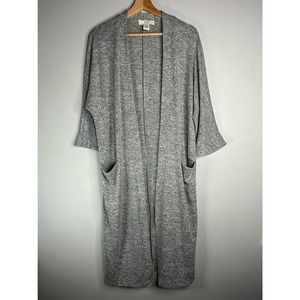 Magaschoni Open Front Grey Long Cardigan Duster Sweater